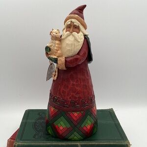 2007 Jim Shore Heartwood Creek Santa And Cat 10-1/2"
